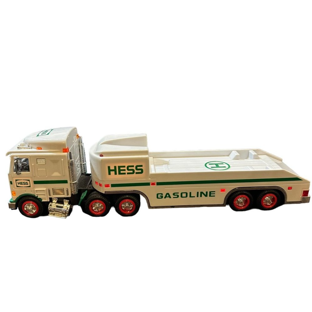 Hess Toy Hauler Truck 1999 Vehicle Lights Realistic Play Vintage Green White